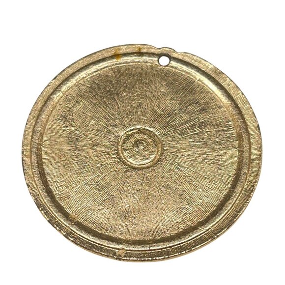 Vintage Silver Tone Egyptian Medallion With Turquoise Accents - Picture 4 of 5